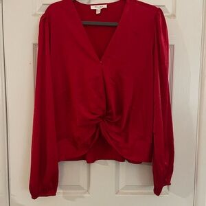 Elegant Red V-Neck Blouse